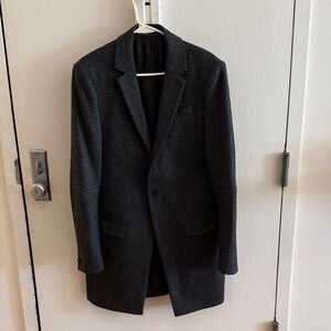 All Saints Dark Gray Checkered Pea Coat